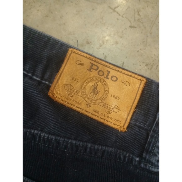 Polo Ralph Lauren Corduroy Pants Men 32x29 Tag 32x30 Varick Slim Straight Blue - Picture 4 of 9